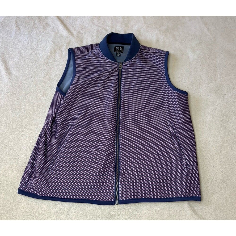 JOS A BANK Vest Mens Large Full Zip Tailored Fit Golf Performance All Over Print